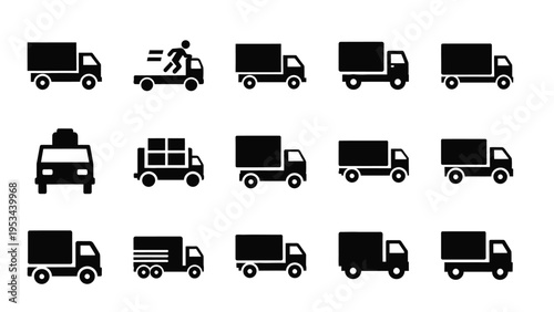 Delivery truck icons set. outline set of delivery truck vector icons for web design isolated on white background