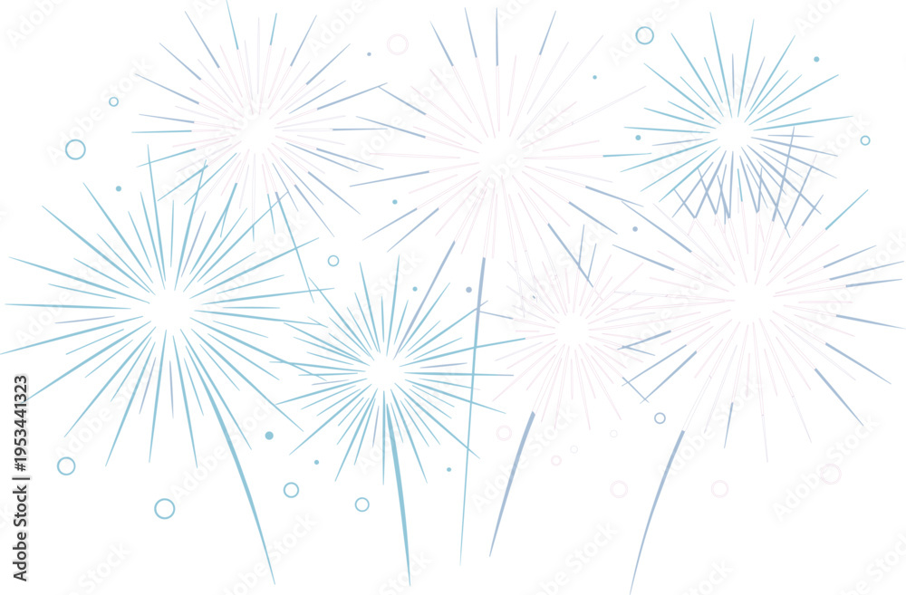 Obraz premium Soft pastel fireworks burst set, elegant celebration spark elements for festive background vector