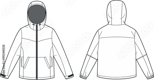 Minimal crewneck sweatshirt apparel mockup with front and back views, ribbed neckline cuffs and hem, clean vector fashion illustration design template