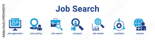 Job Search Icon Banner and Collection
