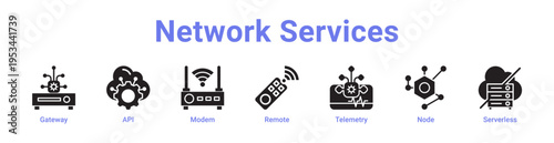Network Services Icon Banner and Collection