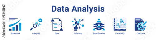 Data Analysis Icon Banner and Collection