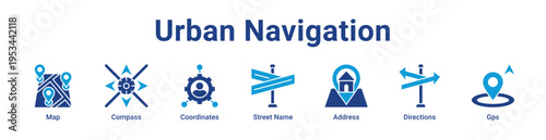 -Urban Navigation Icon Banner and Collection