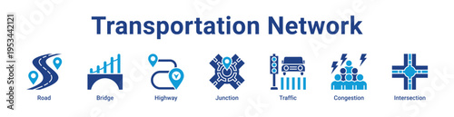 -Transportation Network Icon Banner and Collection
