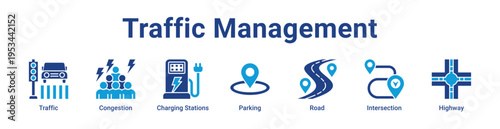 -Traffic Management Icon Banner and Collection
