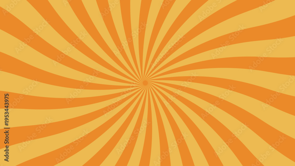 Obraz premium Orange and Yellow Swirl Pattern Background - Retro Sunburst Effect