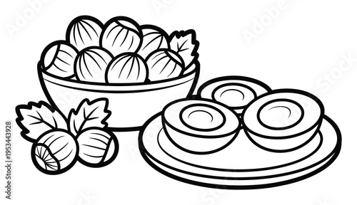A Bowl of Round Fruits and Sliced Fruits on a Plate
