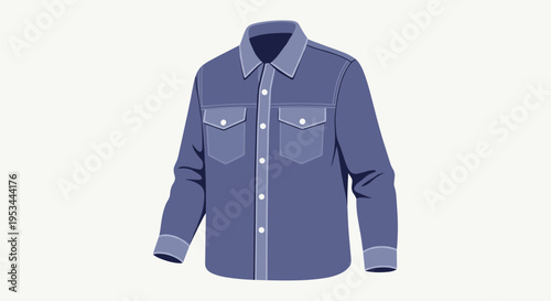 Classic blue denim shirt, featuring long sleeves and a button-up front, a versatile and stylish wardrobe staple for casual wear.