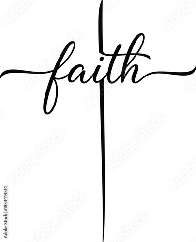 Faith Cross Minimal Typography Vector Illustration Christian Spiritual Religious Symbol Design