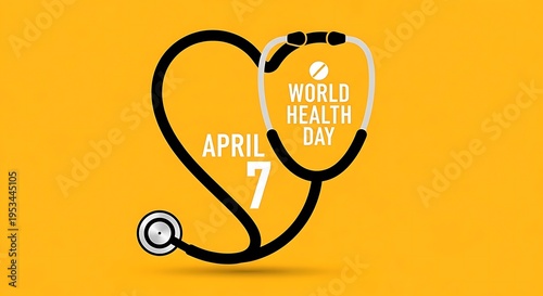 World health day concept with stethoscope shaped as a heart