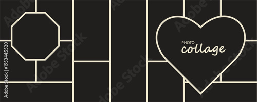 Creative vector Template Collage. Frames for photo. Collage for photos or images. Vector template empty frames. Creative mockup.