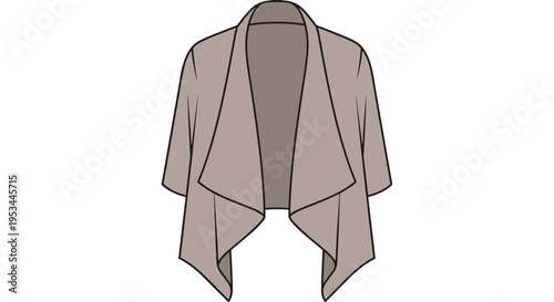 Stylish brown draped cardigan, featuring short sleeves and an elegant open front, perfect for a chic layering piece and casual elegance.