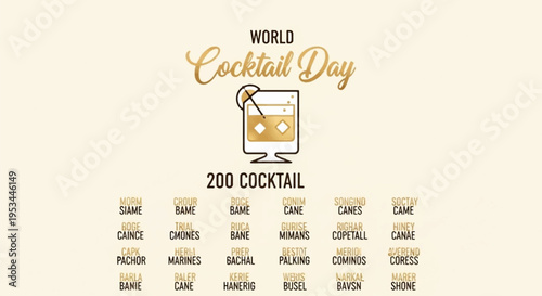 Cocktail glass with straw and orange on world cocktail day 200 cocktail recipes drink menu template