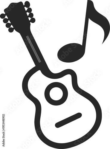 Guitar and eighth note music symbol
