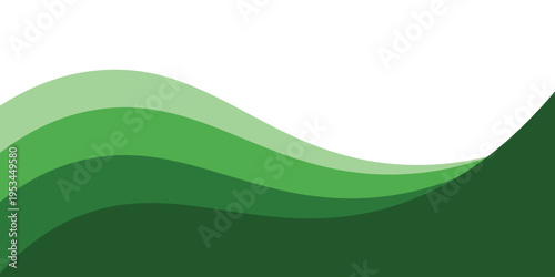 A clean and minimalist abstract background featuring smooth, flowing wave shapes in a gradient of forest green, olive, and light lime. This dynamic curved design is set against a crisp white backdrop,