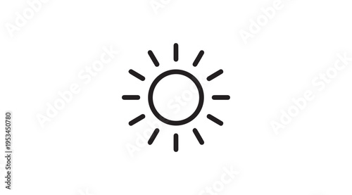 Simple sun icon vector line art symbol for weather and daylight clear sky symbol