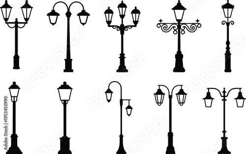 Black and white of various candlesticks and candelabras with ornate candle holder ornate gothic style
