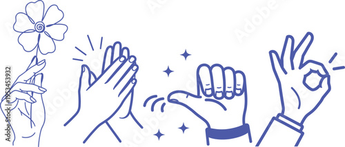 A group of hands gesturing in approval and applause with a flower