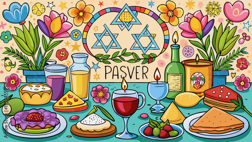 Vector wine and bread seamless border pattern with flowers