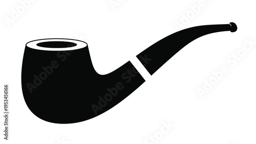 A stark black silhouette of a classic smoking pipe