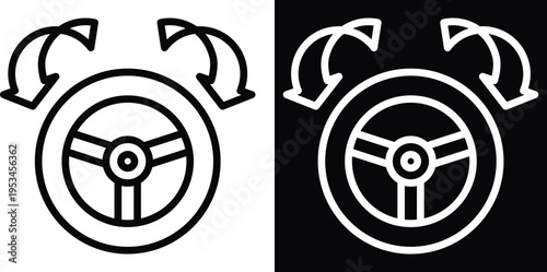 steering Two-tone version in black and white background