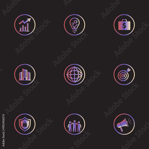 Business Strategy and Marketing Vector Icon Set Collection