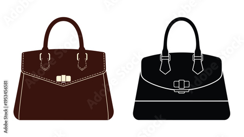 Two handbags displayed a colored version and a dark silhouette