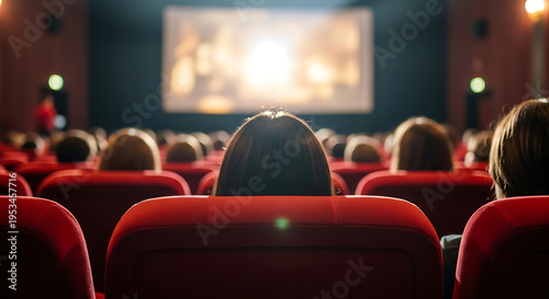 Captivated audience enjoying a compelling film feature on the large screen within a modern theater setting