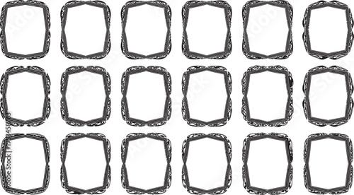 A collection of 20 black outlined oval shapes arranged in four rows on a white background for design or template use