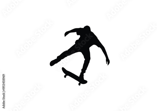 Black silhouette of a person performing a skateboard trick vector illustration EPS PNG file