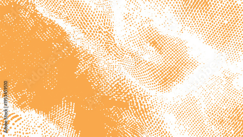 Halftone pattern with orange and white dots on a textured background for graphic design