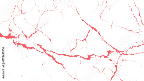 Red veins on white marble surface texture closeup