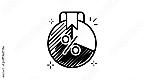 Black and White Pie Chart with Percentage Symbol