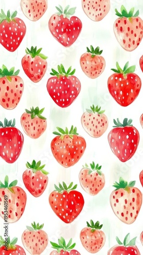 Vibrant watercolor strawberry pattern a sweet and juicy design for summer delights.