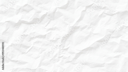 Crumpled white paper texture background with wrinkles and creases abstract design element