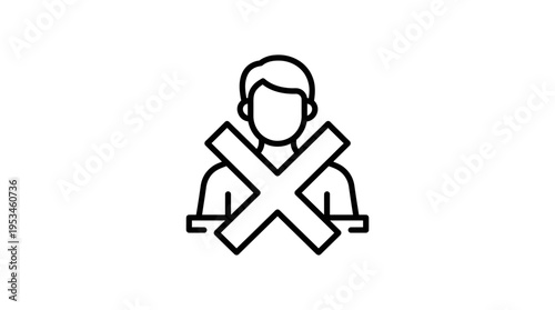 Person Blocked with X Mark Forbidden Access Concept