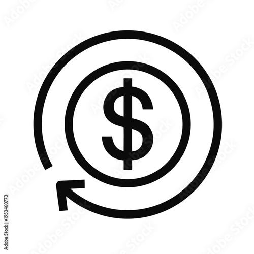 Dollar sign icon with arrow graphics stock