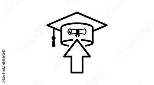 Graduation Concept with Arrow and Mortarboard