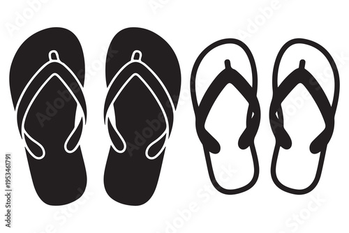 Summer flip flop sandals silhouette casual beach footwear illustration
