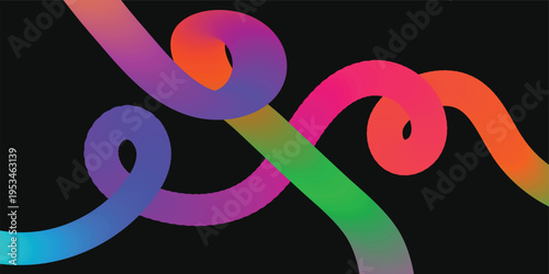 Vibrant rainbow colored swirls on black background