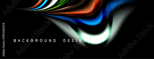 Abstract flowing lines create dynamic background. Colors blend, forming elegant wave pattern. Minimalist text complements design.