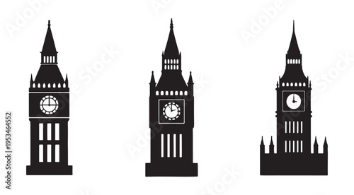 Big Ben clock tower silhouettes in London England UK  iconic landmarks and architecture