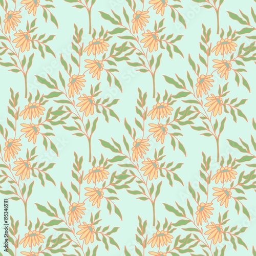 Rustic Red Ditsy Floral Meadow Pattern