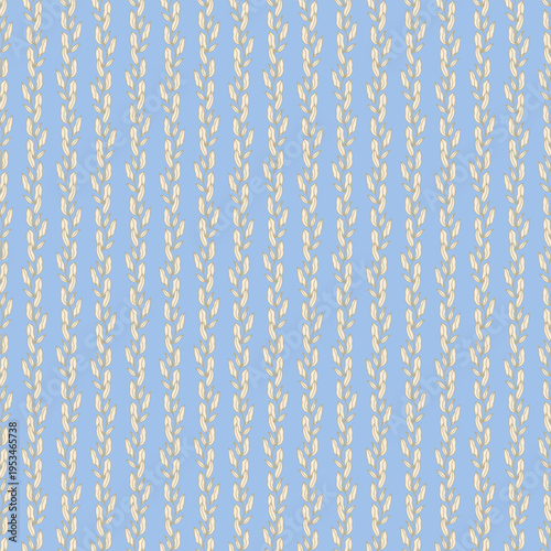 Minimalist Blue Wavy Leaf Stripe Pattern