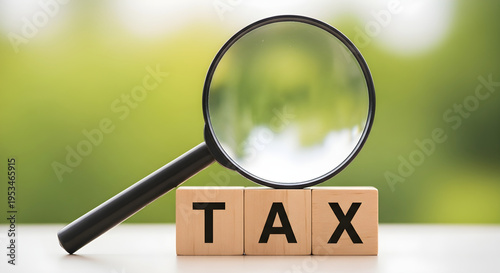 Tax investigation concept with magnifying glass