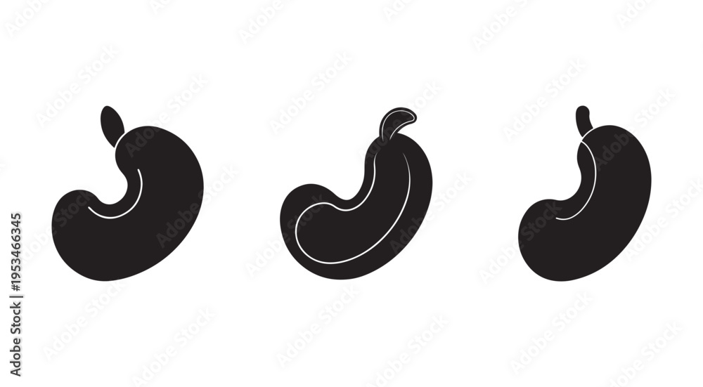 Fototapeta premium Black silhouettes of sausages in different orientations on white background