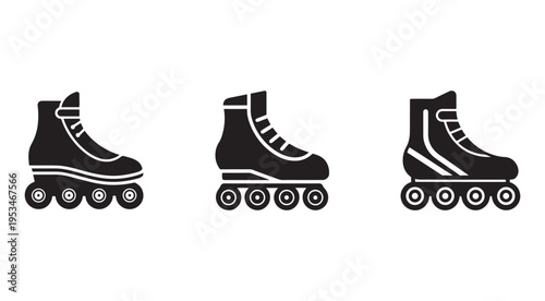 Inline roller skates in three different designs for fitness and recreational activities  popular sports equipment for fun and exercise