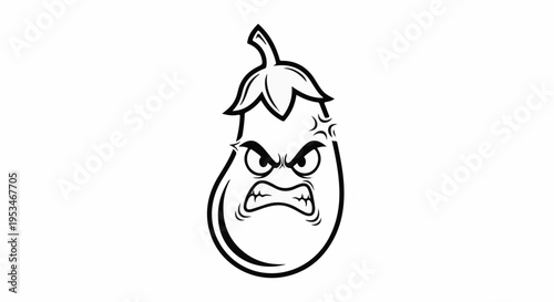 A cartoon eggplant with a furious expression, conveying anger