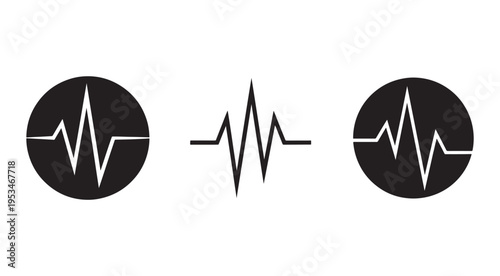 Medical heartbeat and electrocardiogram symbols and icons for health and medicine concepts  health monitoring and medical technology