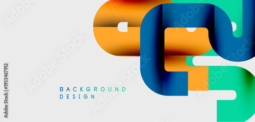 Abstract colorful layers create dynamic flowing shapes. Gradient hues blend, forming modern visual texture. Minimalist design, clean presentation.